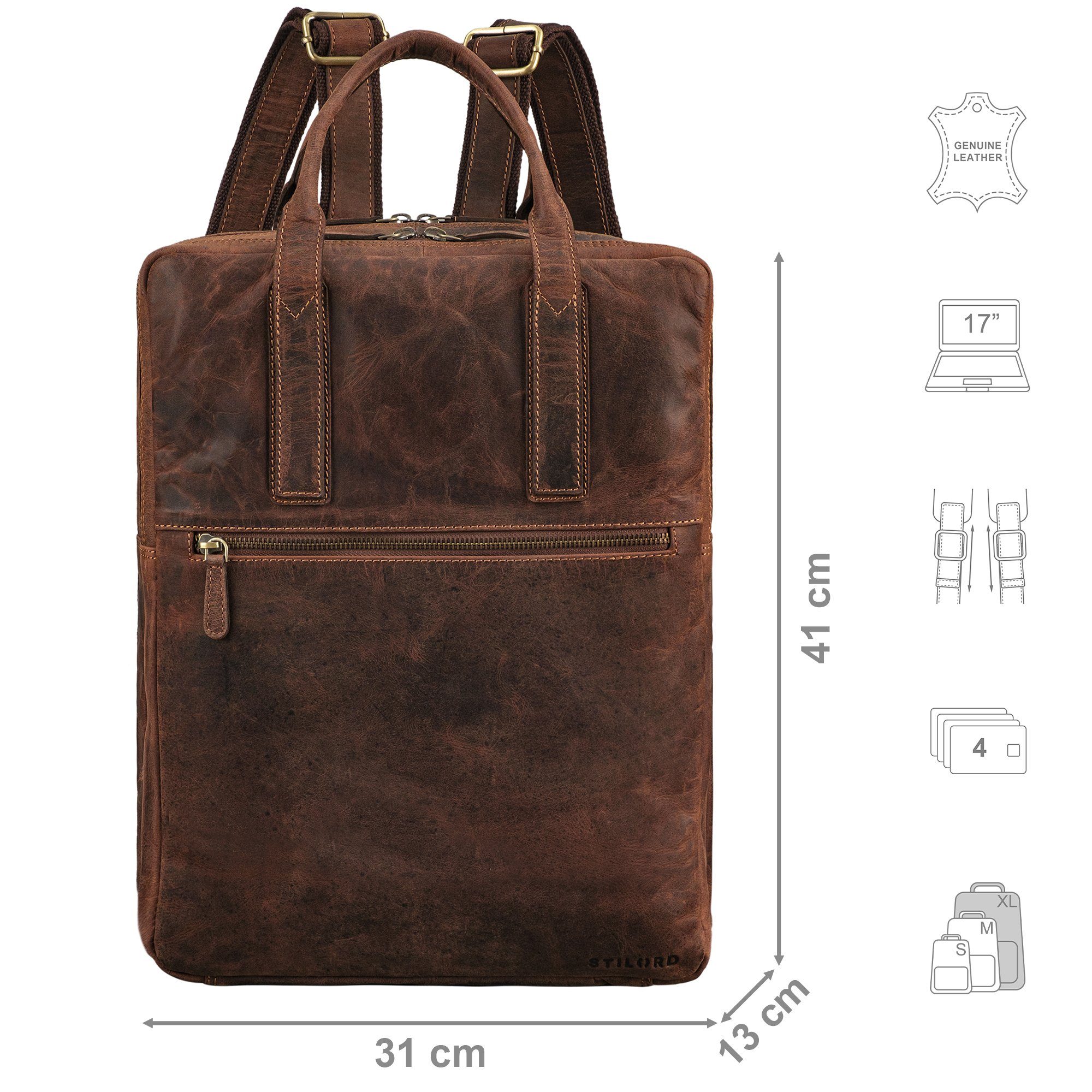 STILORD Notebookrucksack "Boris" Leder Business Rucksack mit Henkel