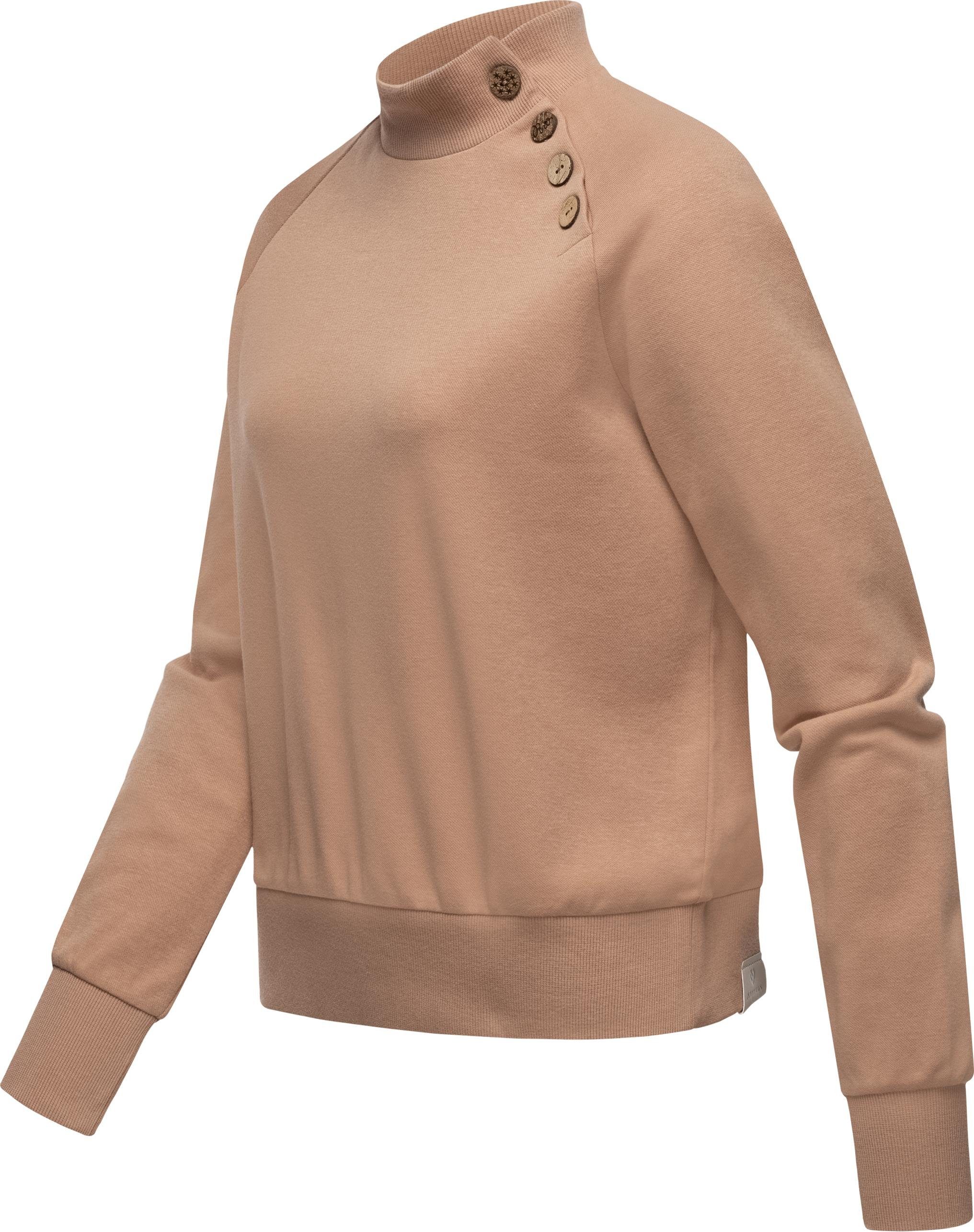 Ragwear Sweatshirt Majjorka Solid Damen Langarmshirt mit Rippbündchen und Zierknöpfen