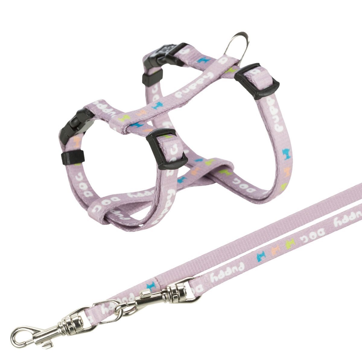 TRIXIE Hunde-Geschirr TRIXIE Junior Welpen-H-Geschirr mit Leine - flieder - 27–45 cm/10 mm, Gurtband