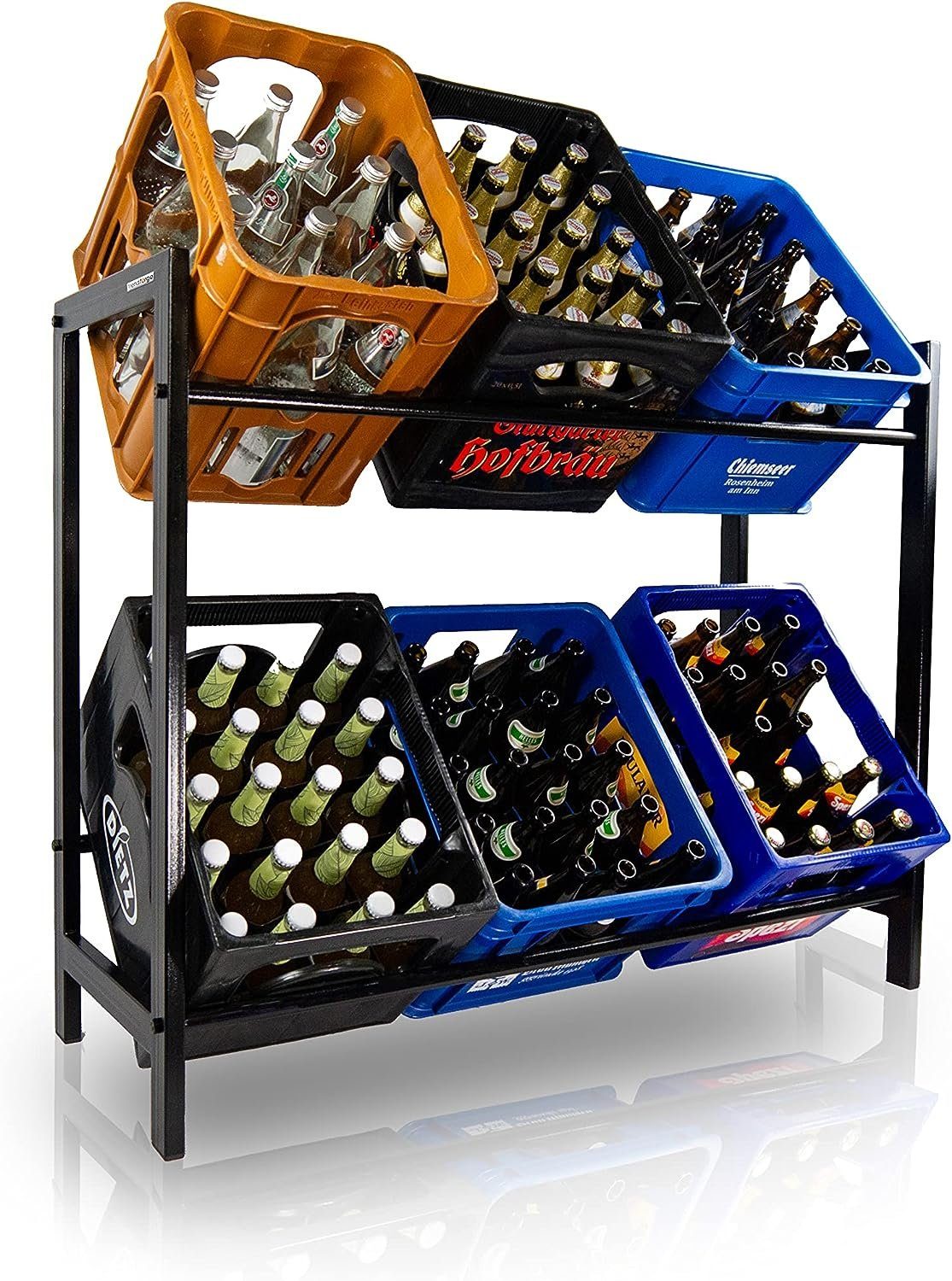 trendforge Regal Getränkeregal Kistenregal für 6 Kisten, Belastung bis 150 Kg pro Ebene