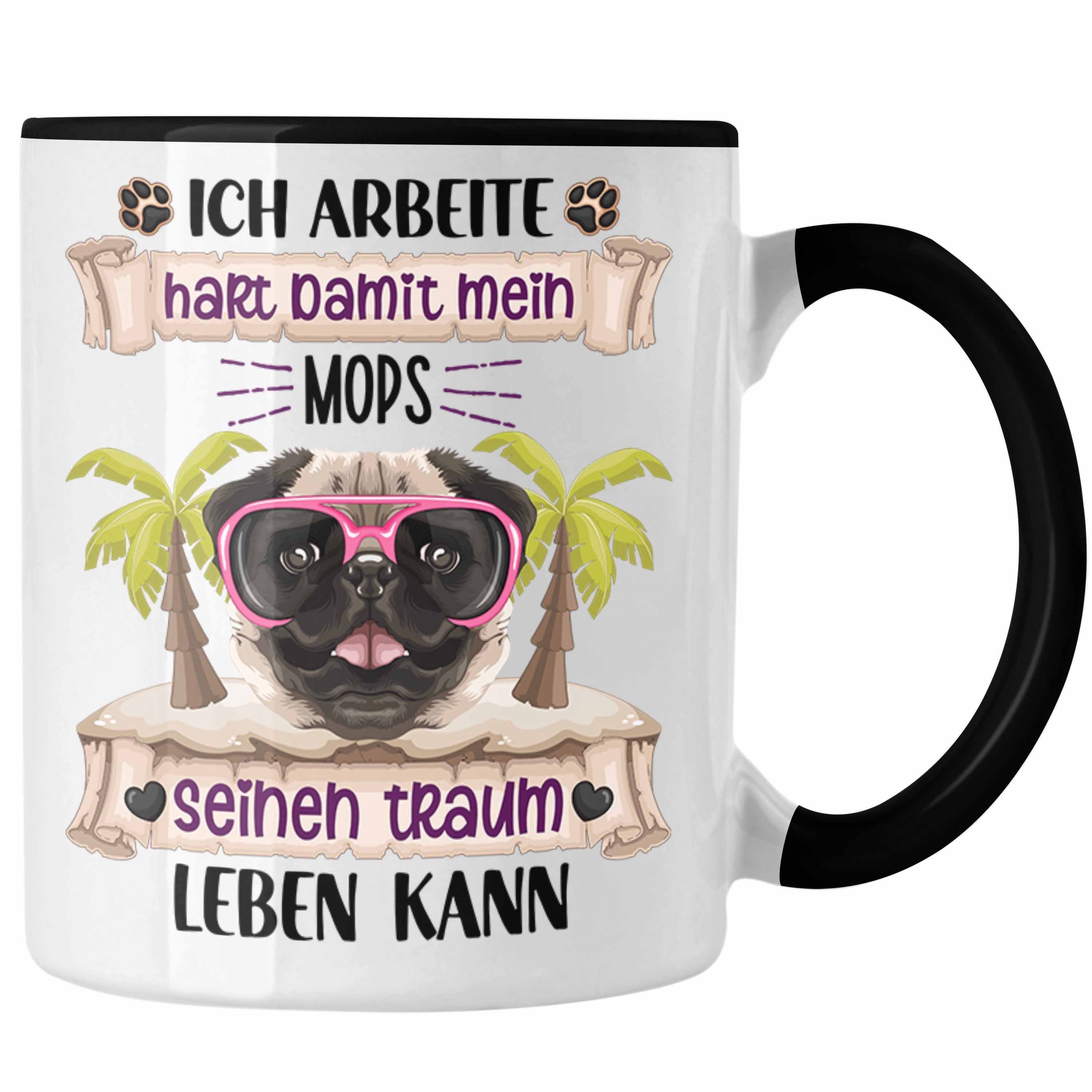 Tasse Besitzer Spruch Ich Arbeite Mops Schwarz Trendation Tasse Geschenkidee Geschenk Lustiger