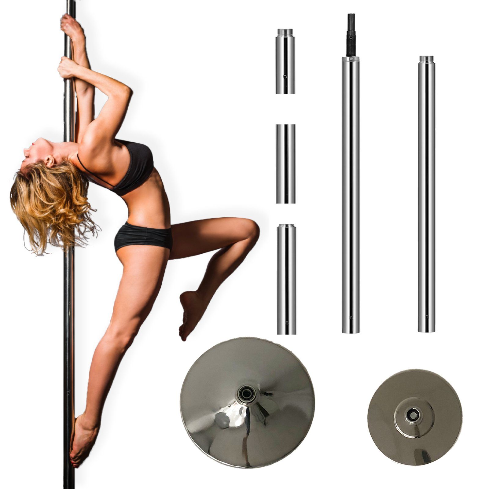 TRUTZHOLM Pole Dance Stange Tanzstange 223-274 cm Ø 45 mm Tabledance Static & Spinning ohne Bohren, Höhenverstellbar, für Zuhause, Party, Club