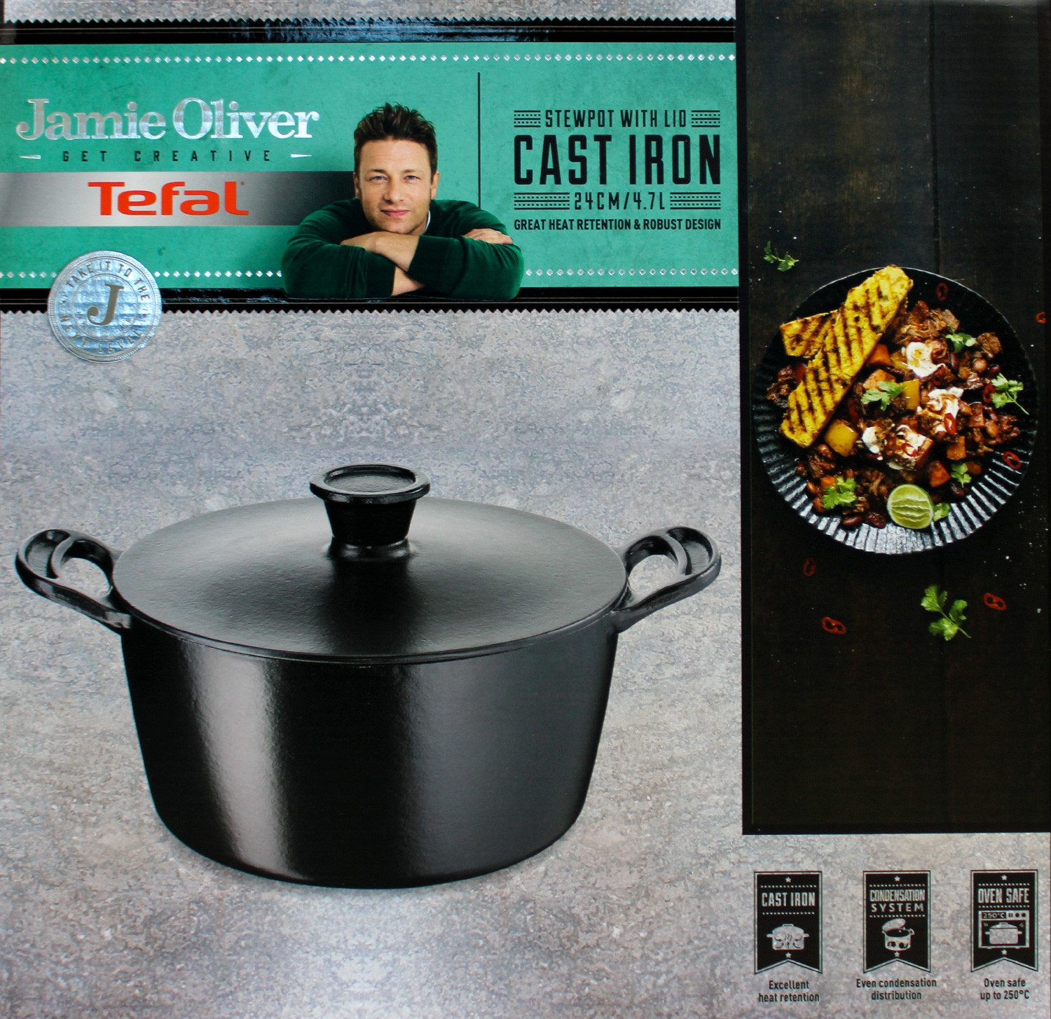 Kasserolle Tefal E21246 Jamie Oliver Kasserolle 24 cm Gusseisen