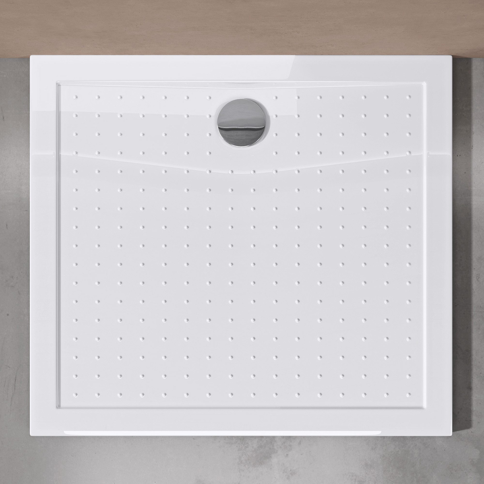 doporro Duschwanne Duschtasse aus Acryl mit Anti-Rutsch Profil und DIN-Anschlüssen L02, Rechteckig