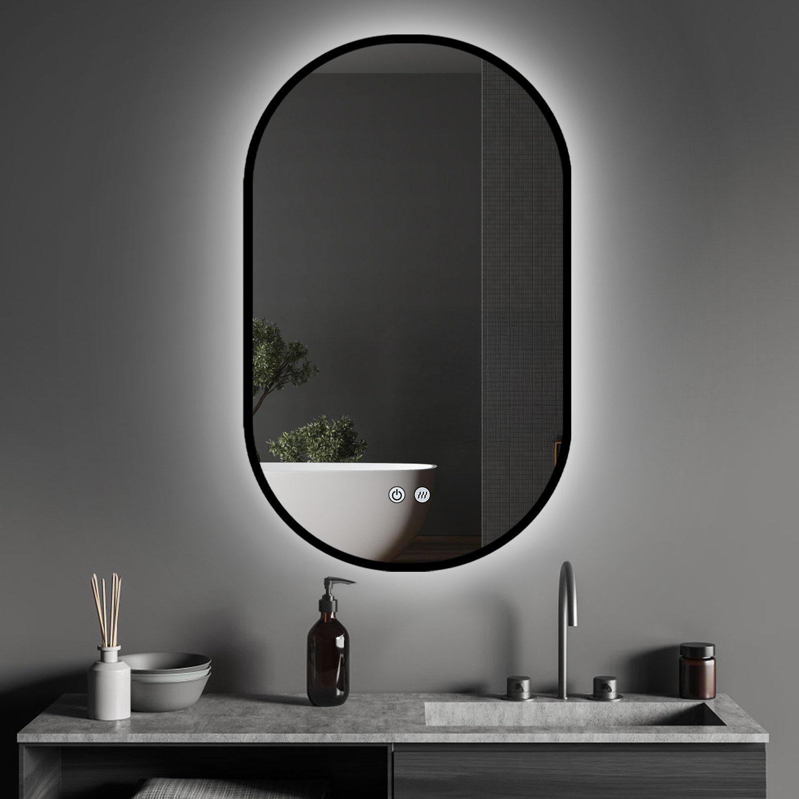 Apejoy Badspiegel Oval LED Badezimmerspiegel mit günstig online kaufen