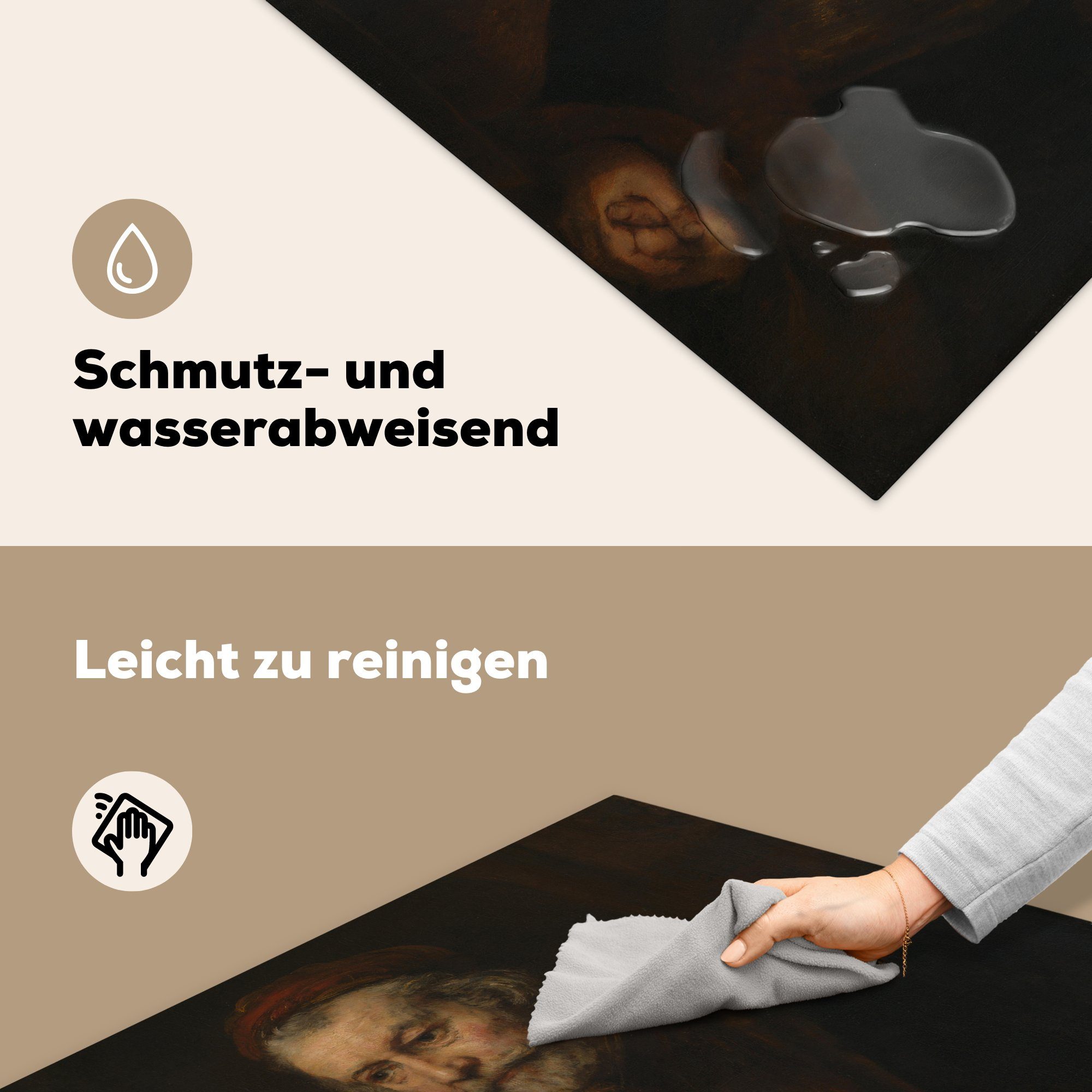 MuchoWow Herdblende-/Abdeckplatte Der Apostel Paulus Ceranfeldabdeckung, von van küche Vinyl, tlg), Arbeitsplatte 78x78 Gemälde cm, (1 - Rijn, Rembrandt für