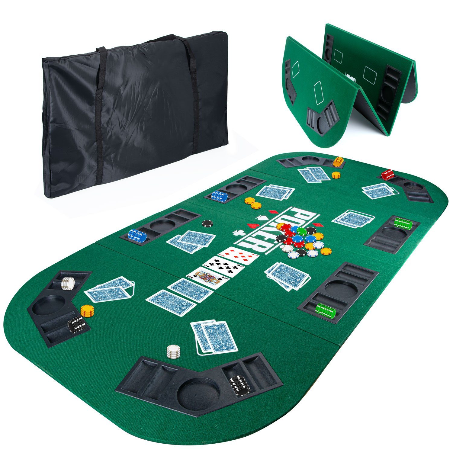 Goods+Gadgets Casinotisch Spiel, Poker-Tisch-Auflage Poker Spielfeld Faltbare Unterlage,