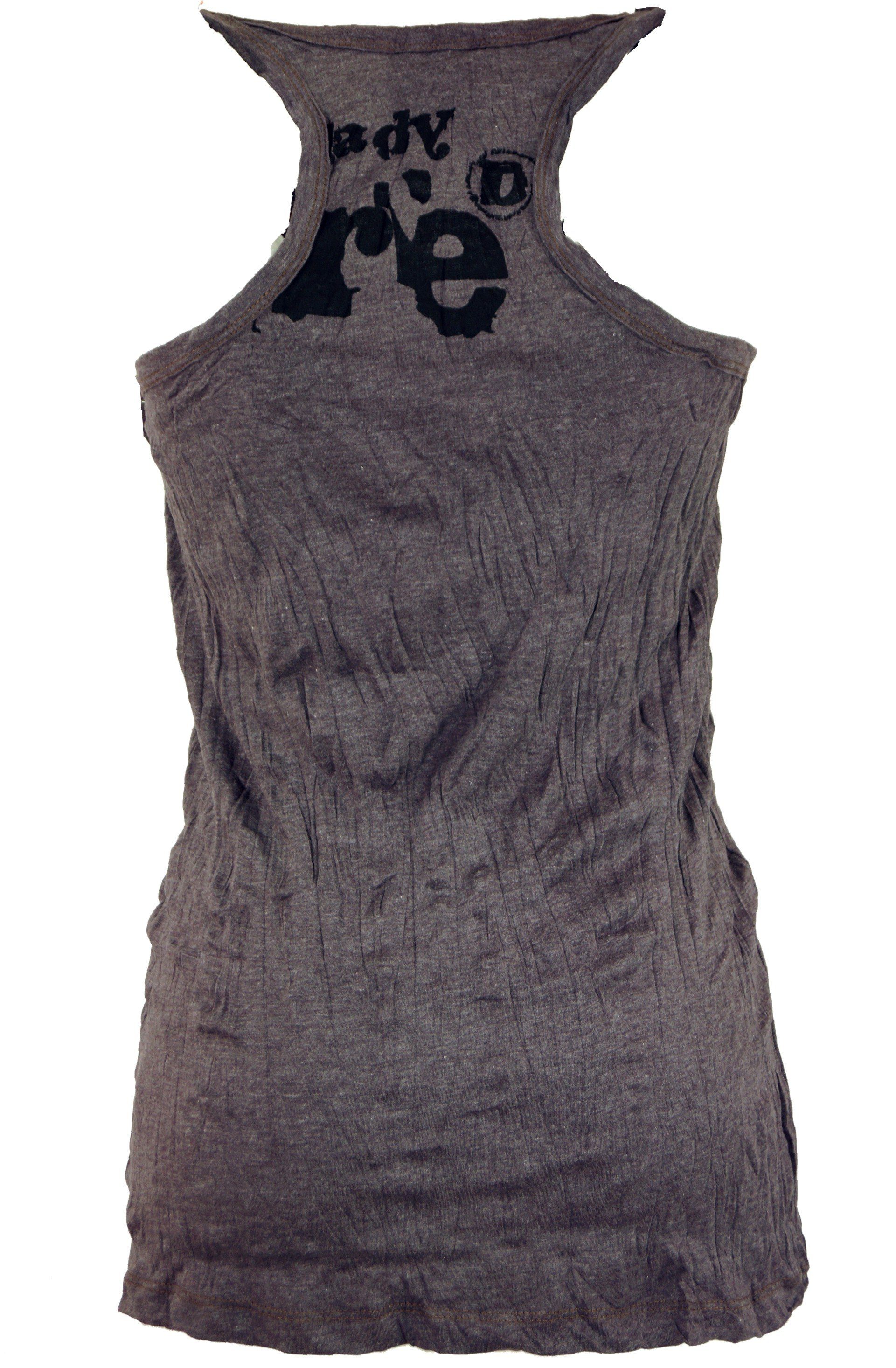 Guru-Shop T-Shirt Sure - Buddha Bekleidung taupe alternative Top Tank Goa Style, Festival