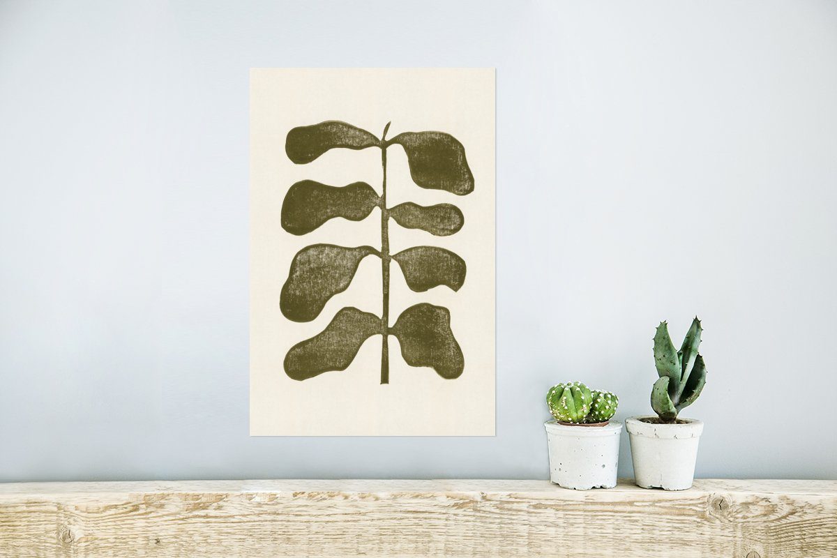 - St), - Blume, MuchoWow Ohne Pflanze Pastell Grün Wandbild, für Poster - (1 Wohnzimmer, Wandposter Rahmen Poster,