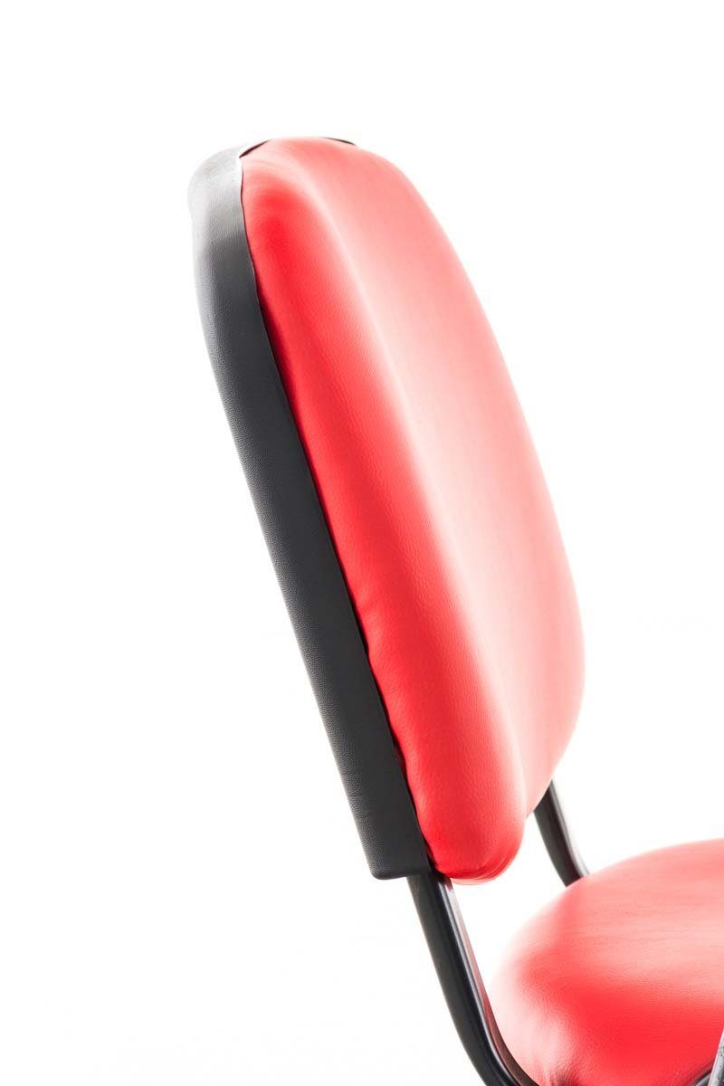 TPFLiving Besucherstuhl Keen mit (Besprechungsstuhl hochwertiger - schwarz - - Kunstleder Messestuhl), Gestell: Sitzfläche: Warteraumstuhl Metall - rot Konferenzstuhl Polsterung