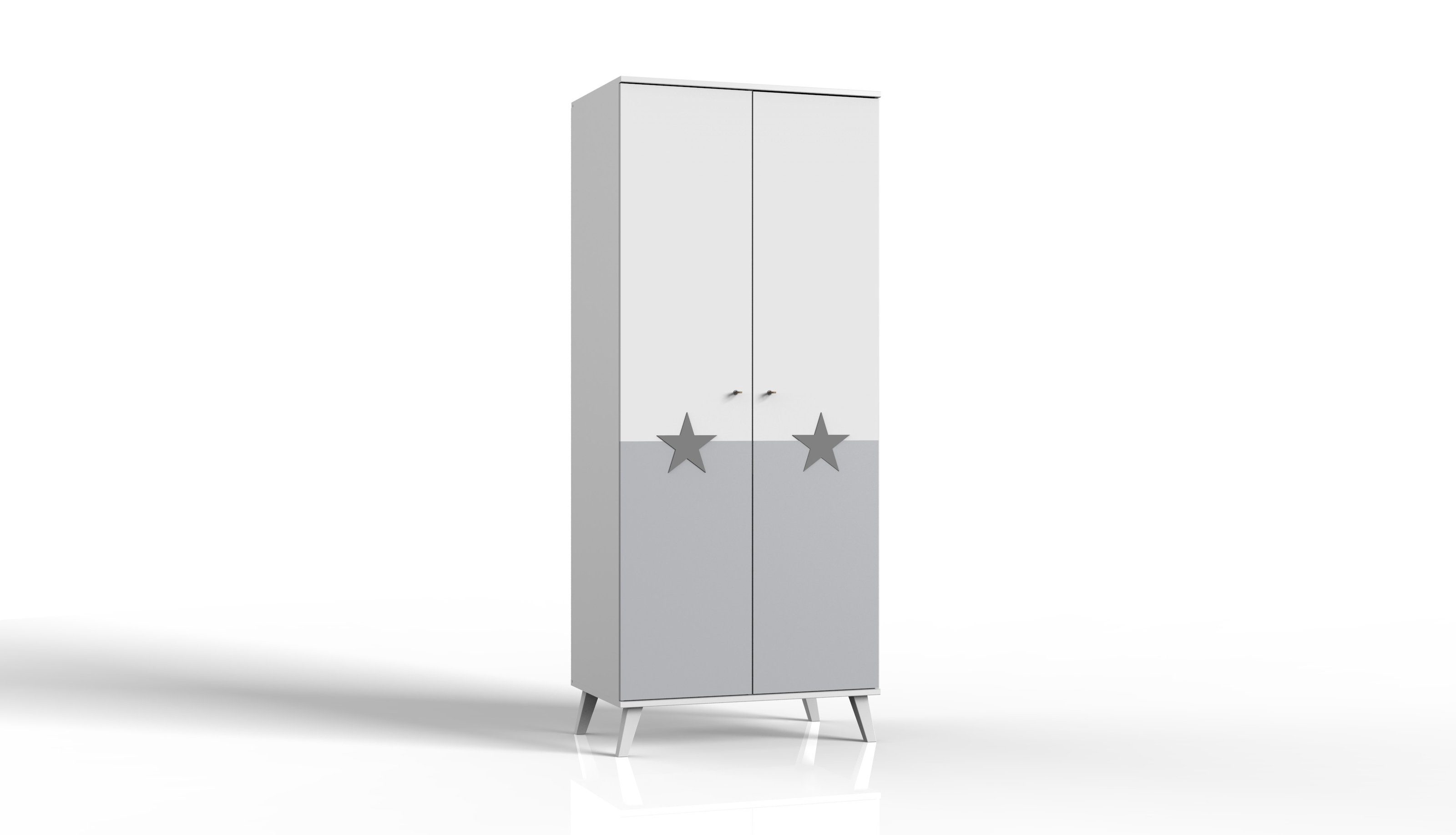 GREY WEISS freiraum (BxHxT: 2 + LIGHT und Kleiderschrank cm) Rocky Türen einem 83x202x55 Einlegeboden in mit