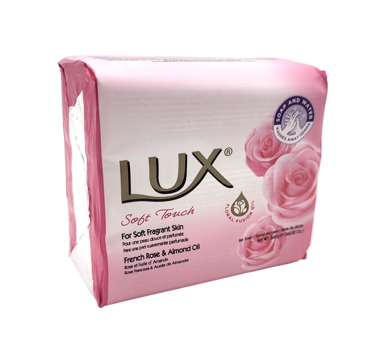 Lux Fußpeeling LUX Seifenstücke Soft Touch 3er Pack à 80g französische Rose Mandelöl