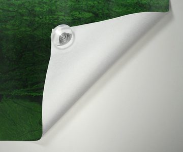 Sonnenschutz Weißes Einhorn im grünen Wald, Wallario, blickdicht, mit Saugnäpfen, wiederablösbar und wiederverwendbar