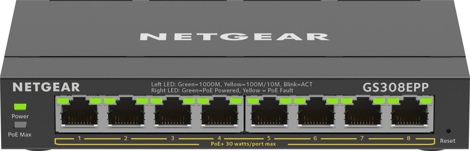 NETGEAR 8-Port Gigabit Ethernet High-Power PoE+ Plus Switch Netzwerk-Switch