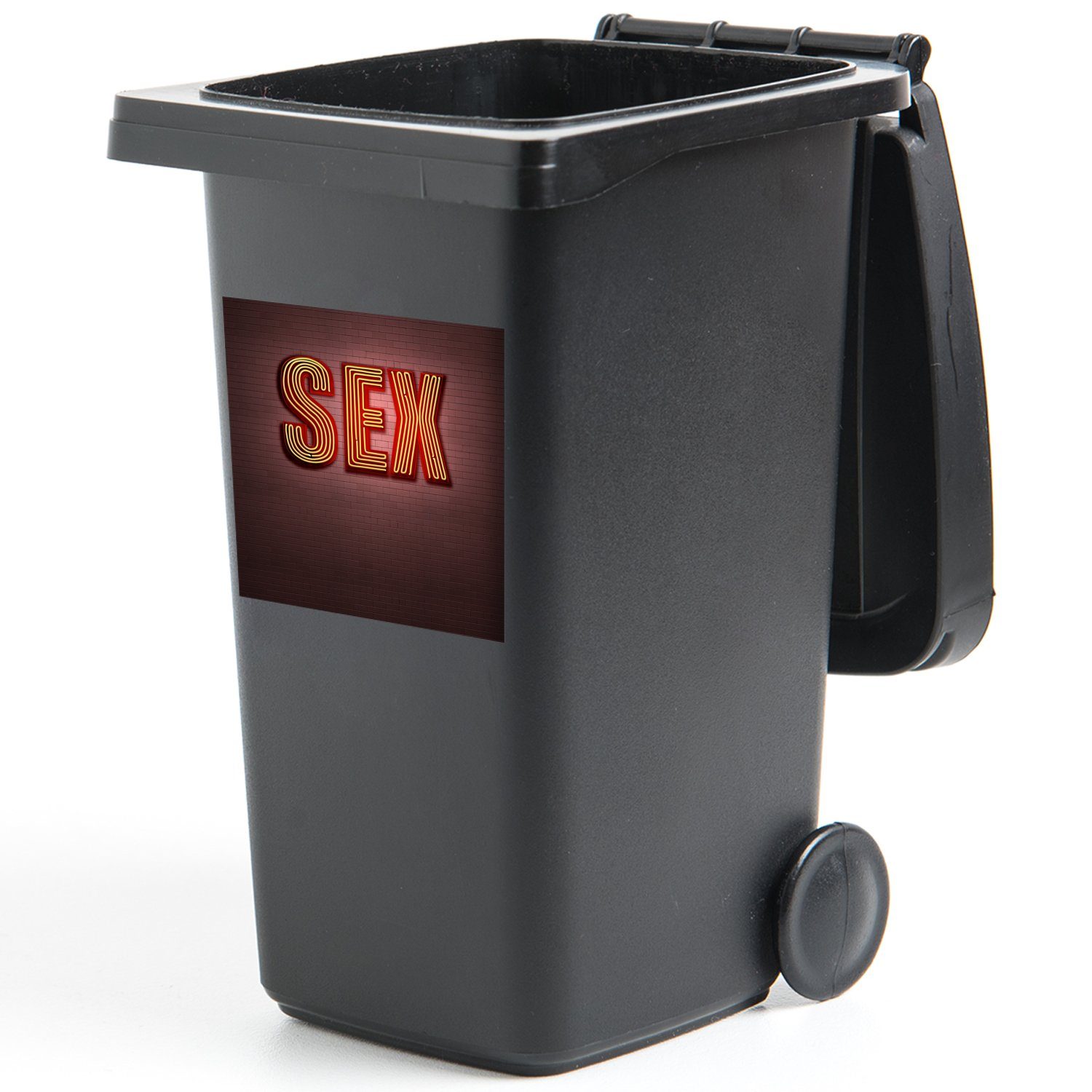 St), (1 Mülltonne, Sticker, MuchoWow Sex Neonschild Container, Mülleimer-aufkleber, Wandsticker dem mit Wort Abfalbehälter