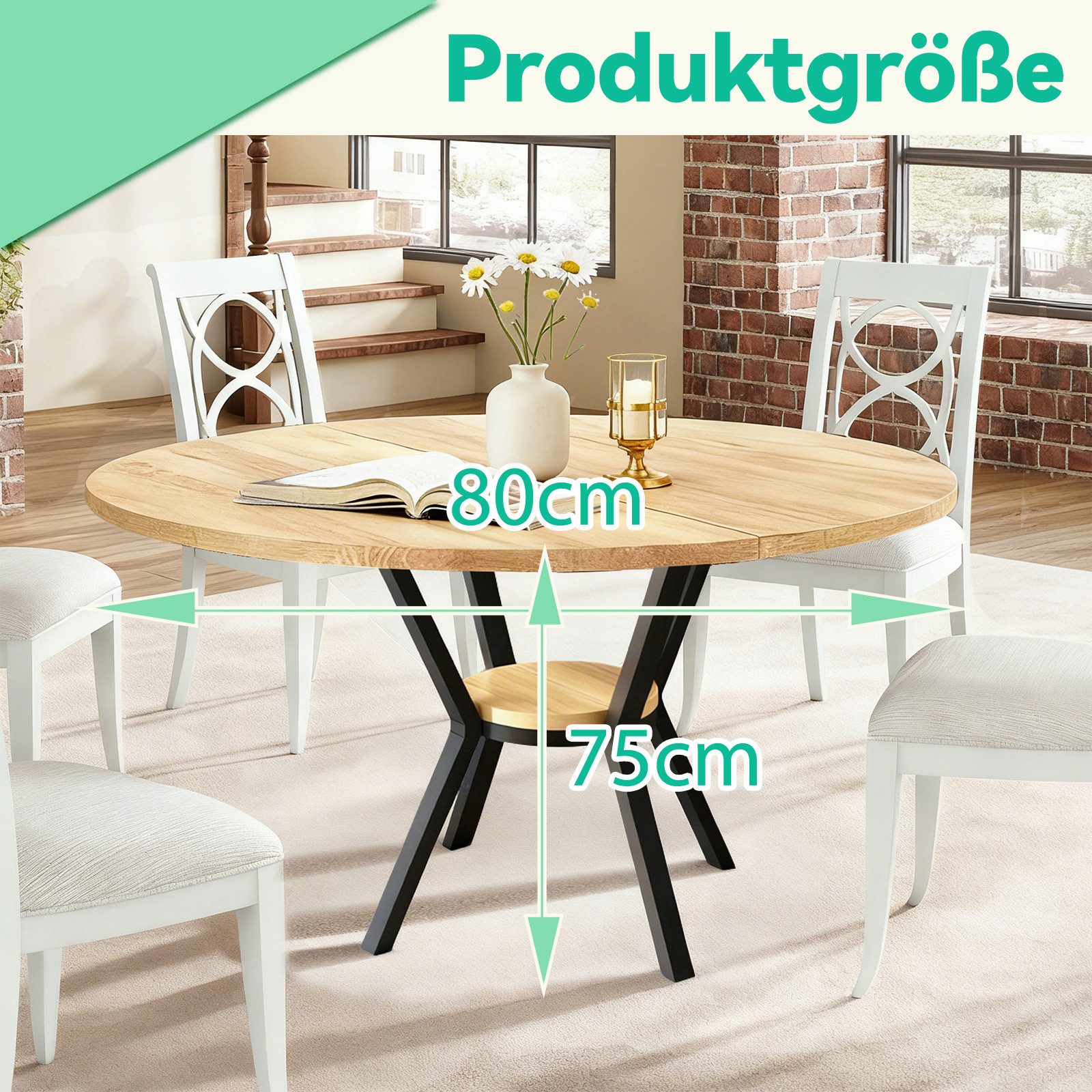 TWSOUL Esstisch Runder Küchentisch für 2–4 Personen, Esszimmertisch mit Abl günstig online kaufen