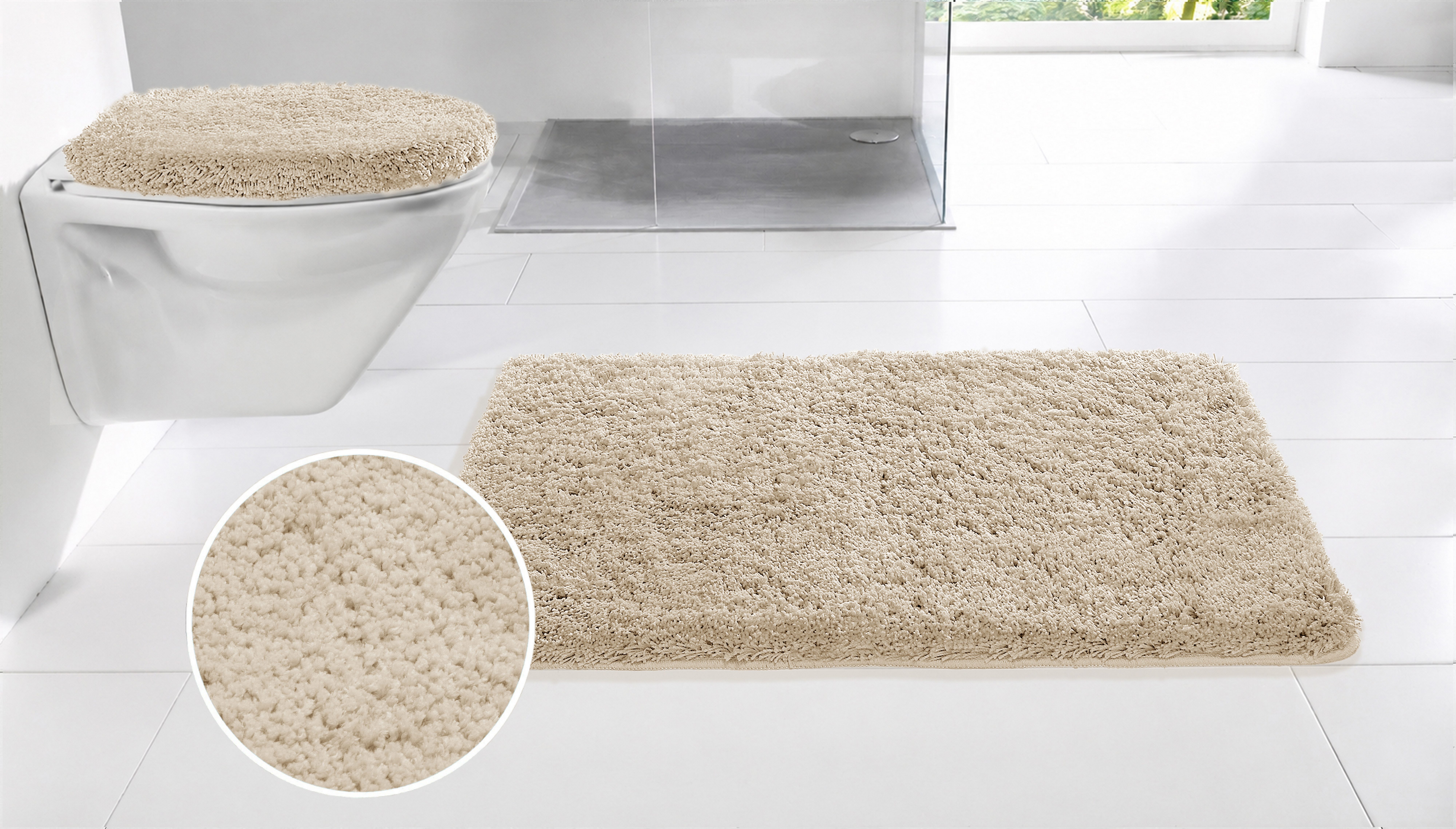 OTTO home Badematte Sanremo, Standard & Premium, 30mm oder 35mm, sehr weich, rutschhemmend beschichtet, schnell trocknend, fußbodenheizungsgeeignet, Polyester, rechteckig, Badteppich, unifarben, rechteckig, rund & als 3-tlg. Set erhältlich