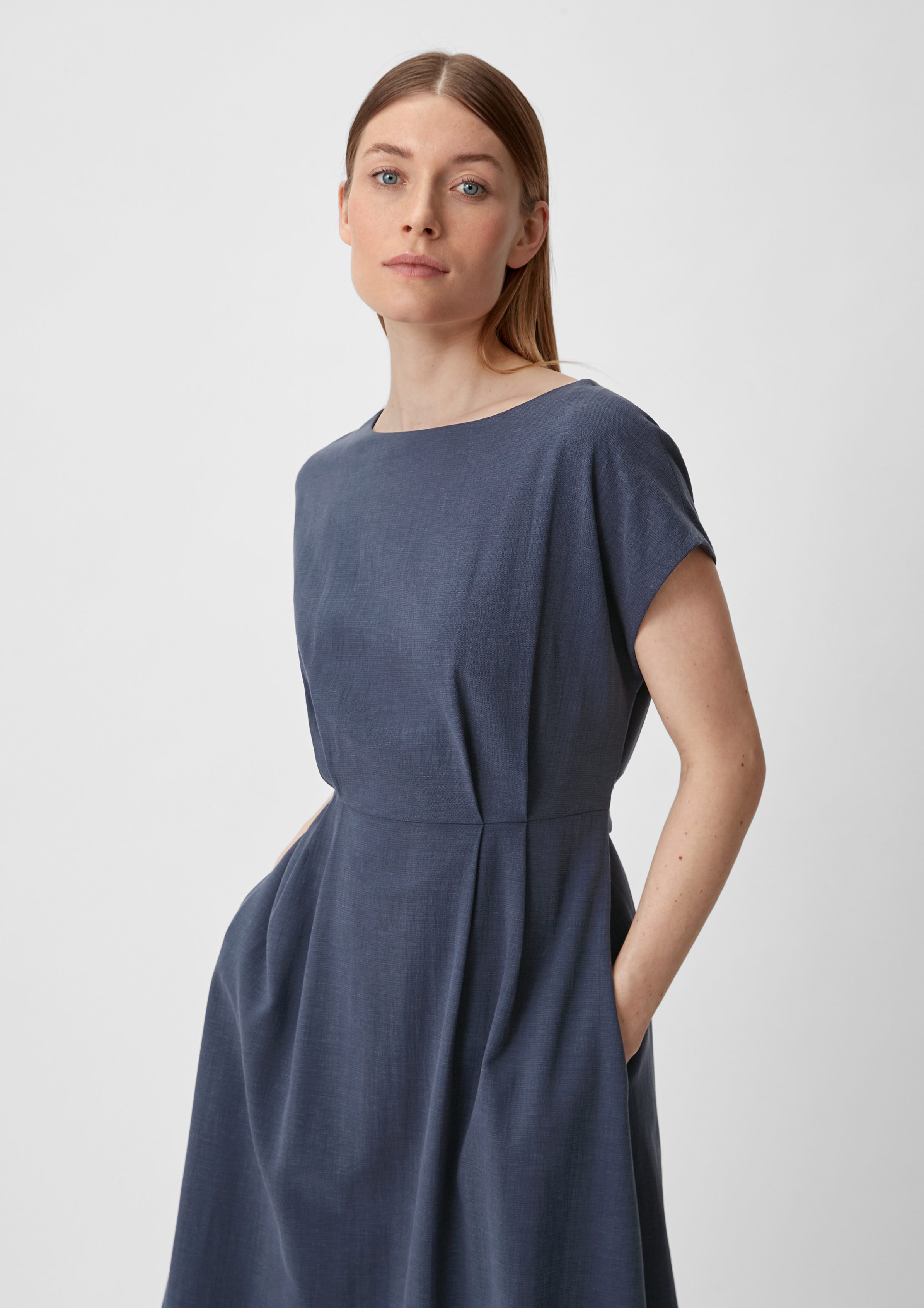 Leinenmix Kleid aus Comma Maxikleid tiefblau