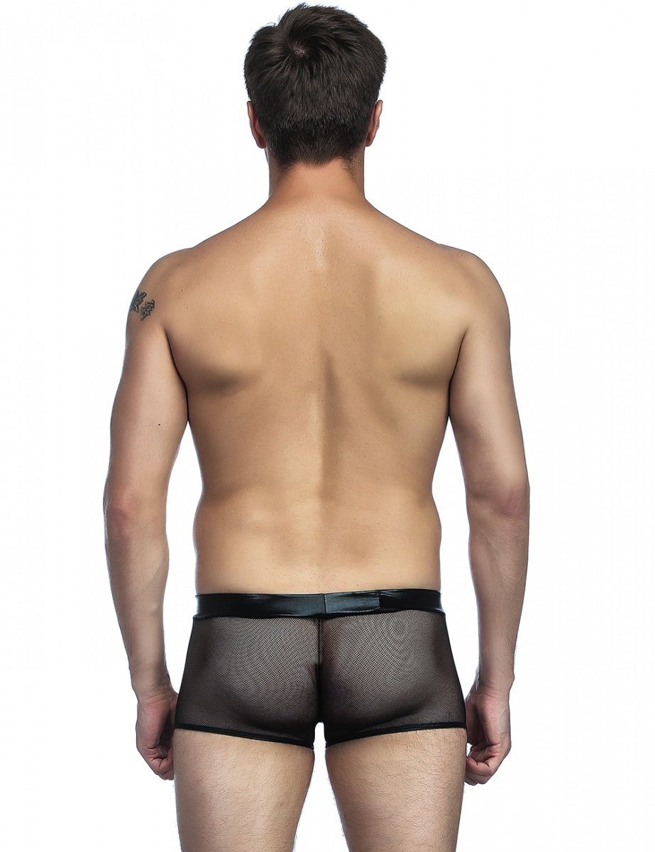 Lau-Fashion Boxershorts Boxershorts Netz Slip Lack Leder Wetlook Männer Unterwäsche M/L