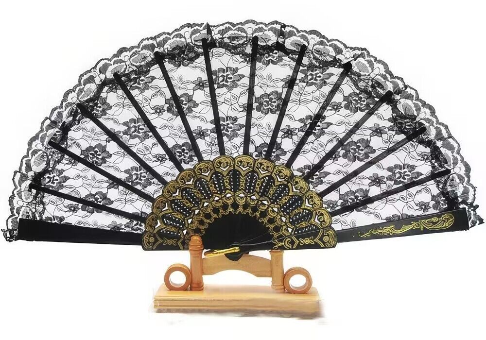 Yudu Handfächer Handfächer Fächer durchsichtig mit Spitze