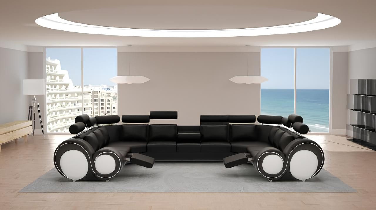 JVmoebel Wohnlandschaft Designer Eckcouch mit USB-Schnittstelle und Ledersofa-Polsterung, 1 Teile, Made in Europa