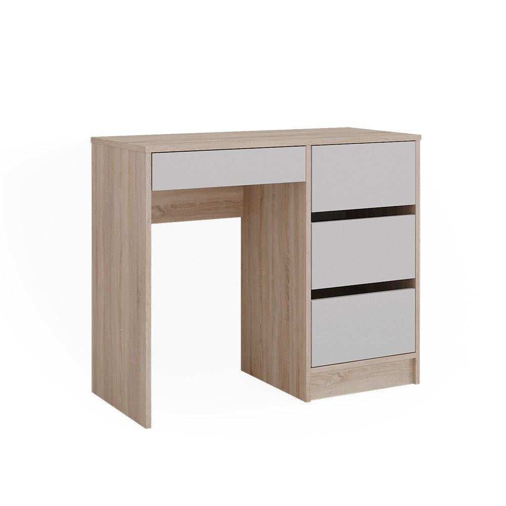 Vicco Schreibtisch Sherry, Weiß/Sonoma, 90 x 40 cm mit Schubladen (1-St)