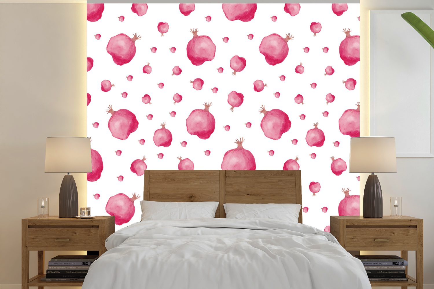 Schlafzimmer, Obst oder MuchoWow Matt, (5 Vinyl Design, Granatapfel Fototapete Tapete - - bedruckt, für St), Wandtapete Wohnzimmer