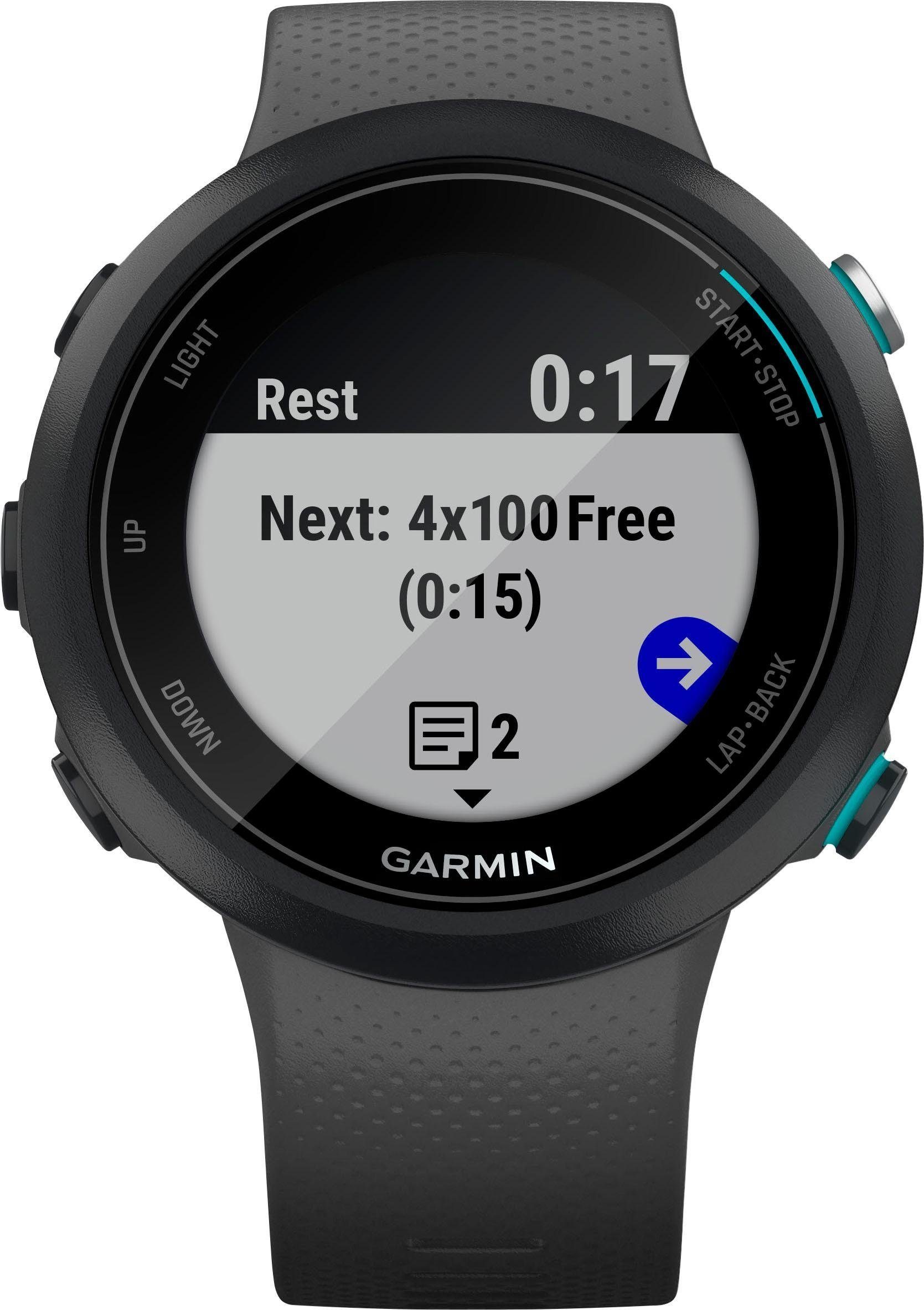 Garmin Swim2 mit (2,63 Zoll) cm/1,04 grau Smartwatch Silikon-Armband 20 mm