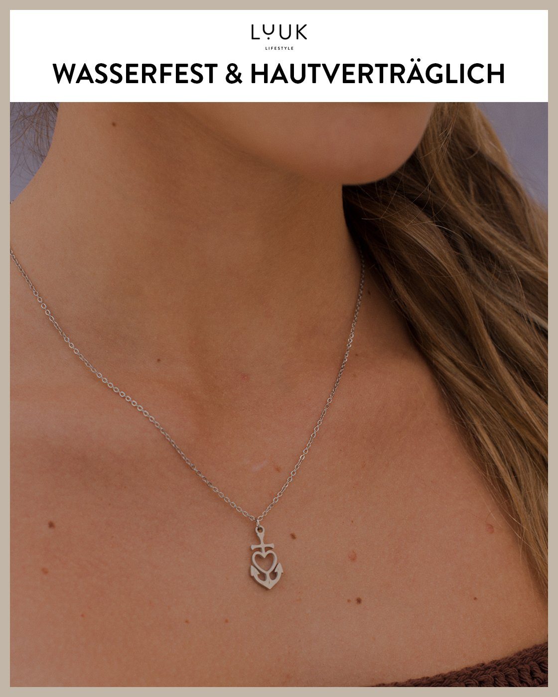 LUUK LIFESTYLE Freundschaftskette Herz-Anker, Herz und Anker Motiv, Freundschaftsgeschenk, Glücksbringer