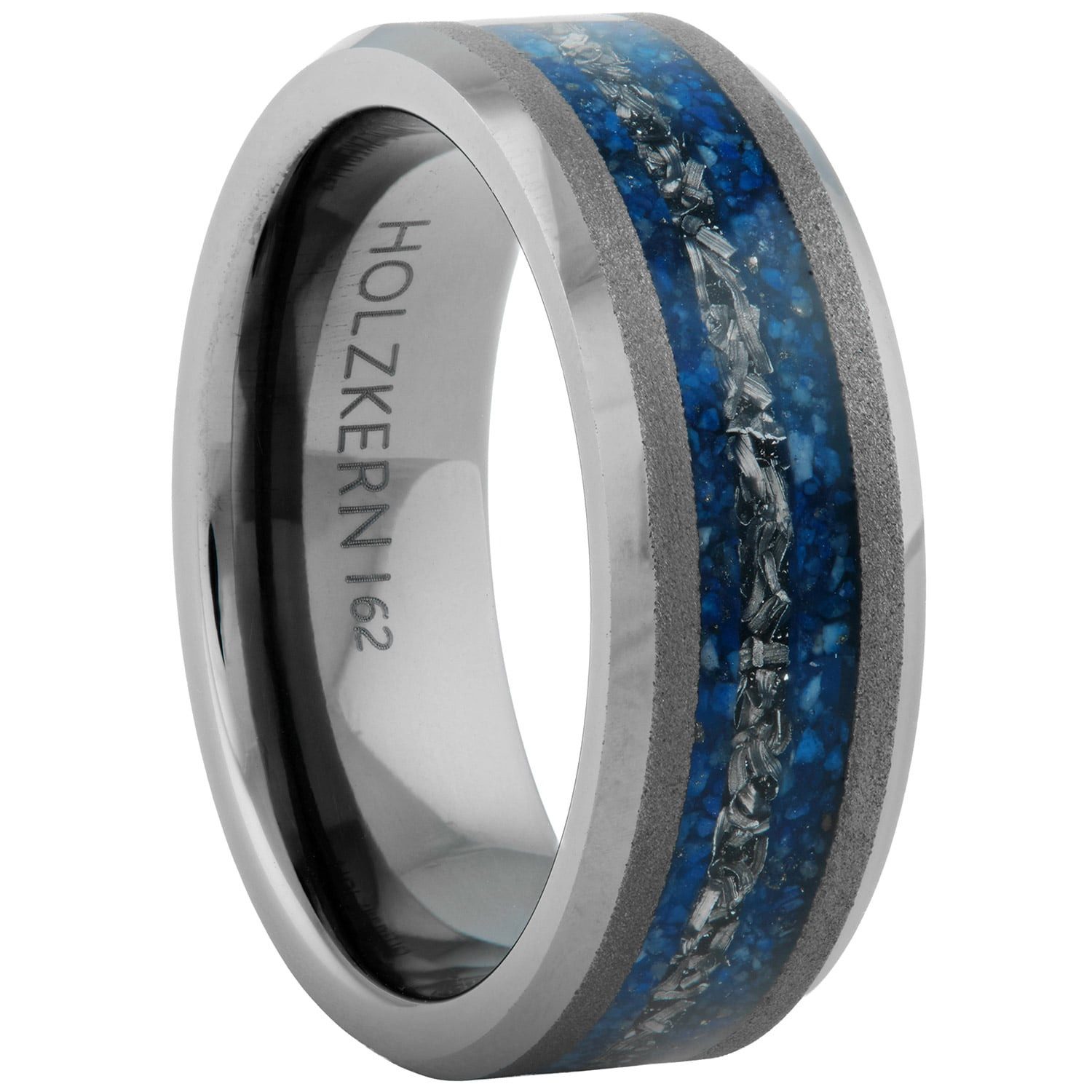 Holzkern Fingerring HerrenSumo Meteorit/Lapislazuli