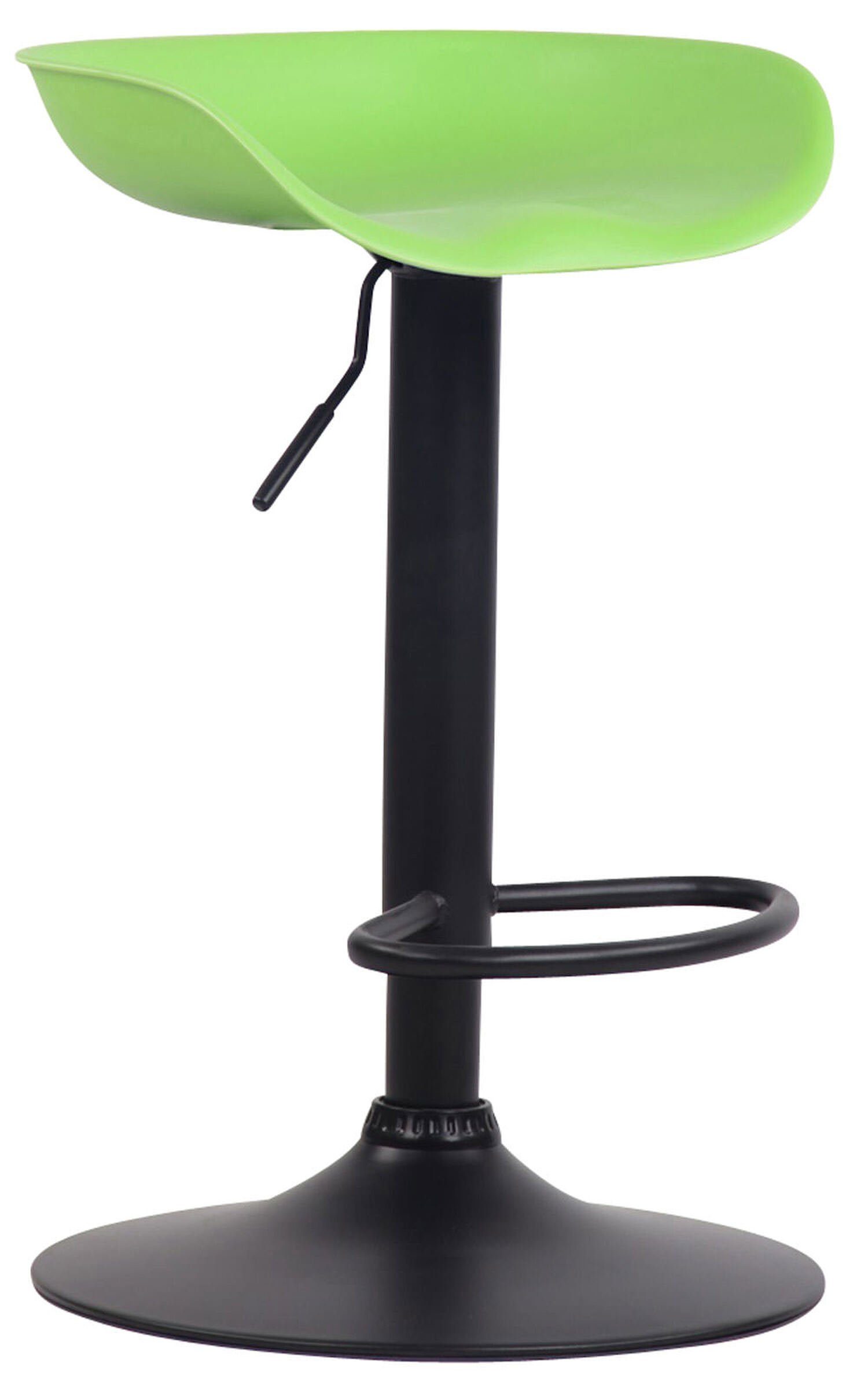 TPFLiving Barhocker Anna mit angenehmer Fußstütze (Barstuhl Hocker für Theke & Küche - 360° drehbar und höhenverstellbar), Gestell Metall schwarz - Sitzfläche: Kunststoff Grün