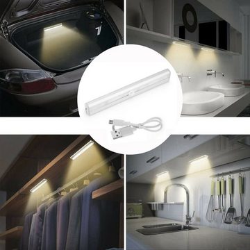 LETGOSPT LED Unterbauleuchte LED-Schranklichter mit Bewegungsmelder, 5W 400lm Küche Lampe, LED fest integriert, USB Wiederaufladbare PIR--Nachtlicht-Treppenlampe