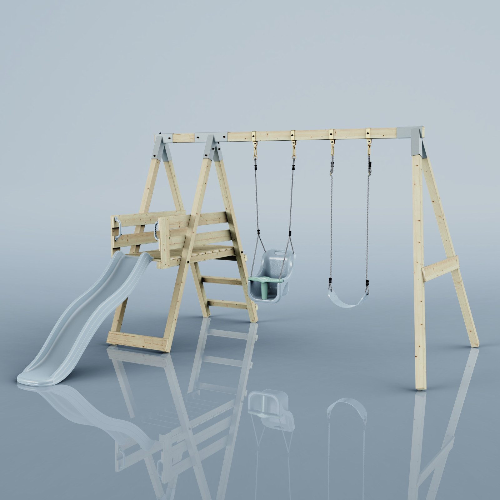 OutdoorToys Schaukelkombination Schaukel Pfau, aus Holz in Eisblau
