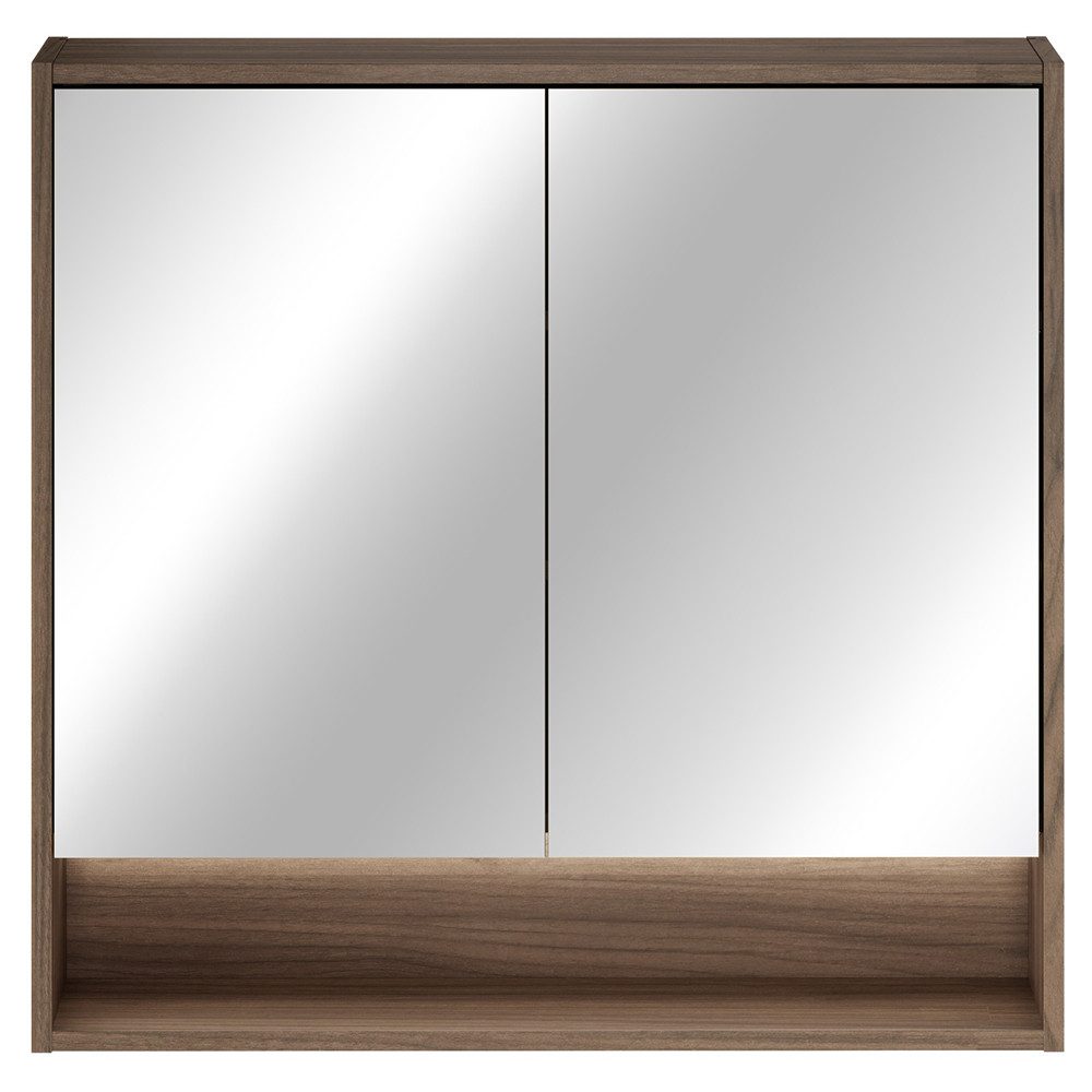 Lomadox Spiegelschrank VERZUOLO-56-WALNUT 80 cm breit in Walnuss, 2-türig, inkl. LED-Beleuchtung