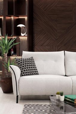 JVmoebel Ecksofa Weiß Ecksofa L-Form Wohnzimmer Polster Textil Sofa Couch Modern Möbel, 3 Teile, Made in Europa