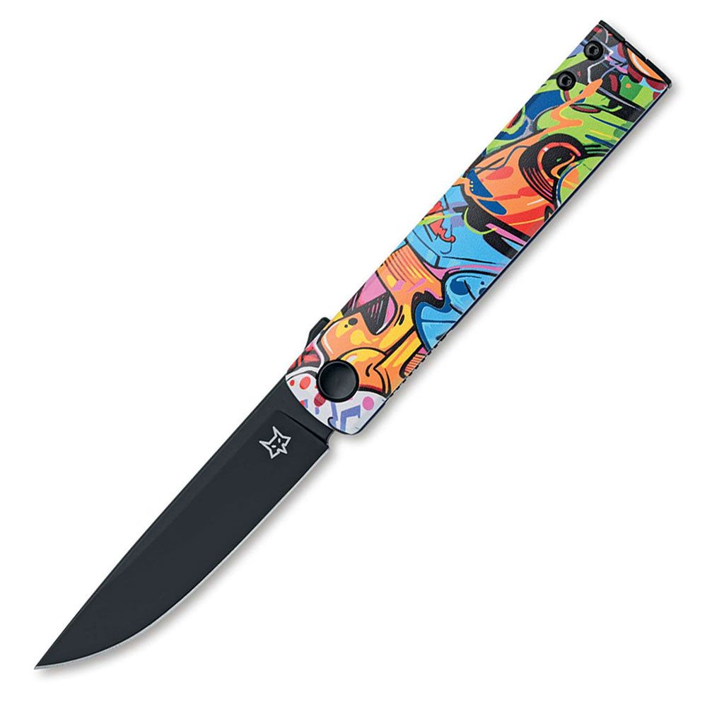 Taschenmesser Chnops UV Becut Aluminum Taschenmesser - Graffiti Motiv Bunt, (1 St), knalliges Motiv schwarze Klinge Aluminiumgriff