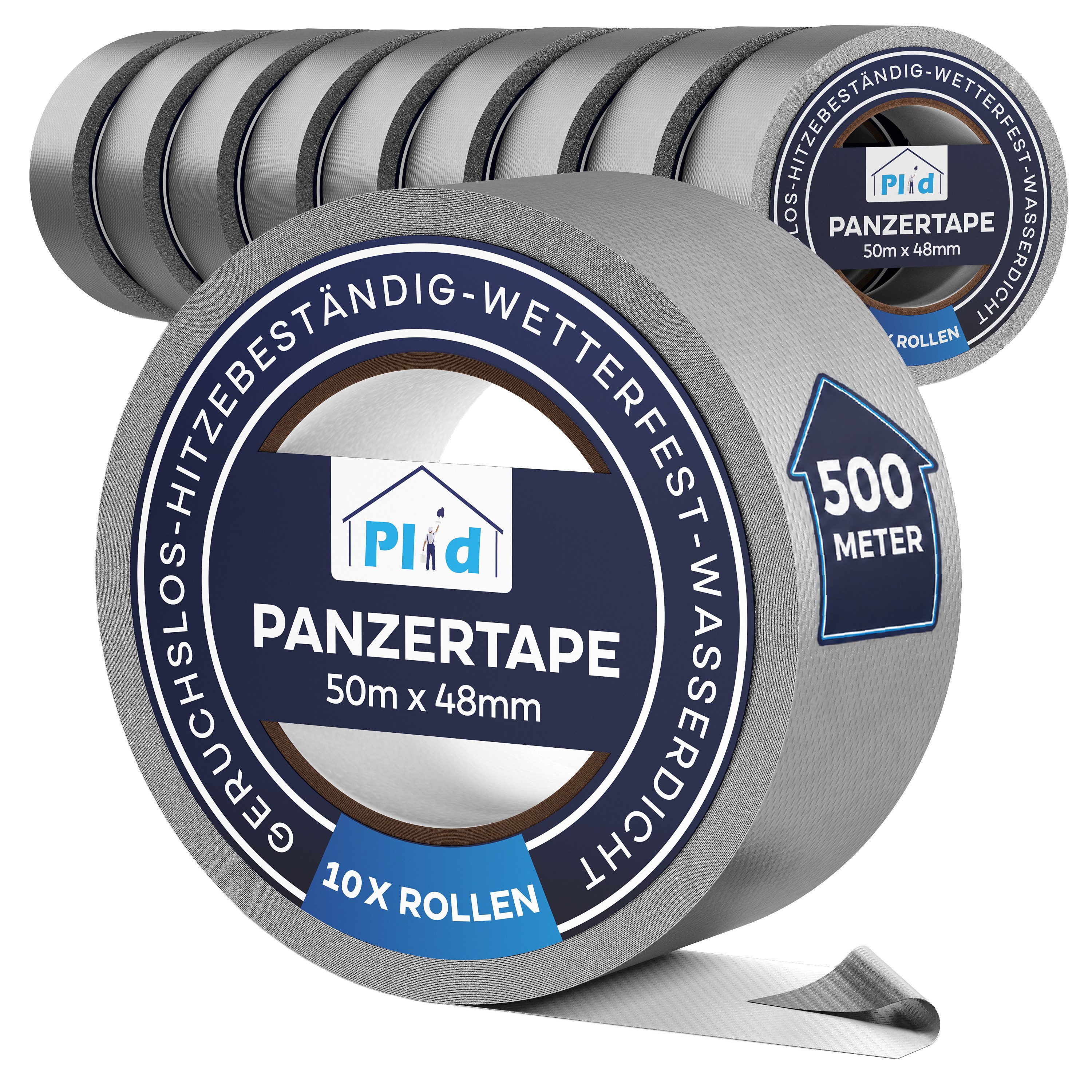 plid Weißlack PLID Gewebeband Silber 50mm x 50 m Panzertape Panzerband Duct Tape, Wasserdicht, hohe Klebkraft, reißfest, nassfest
