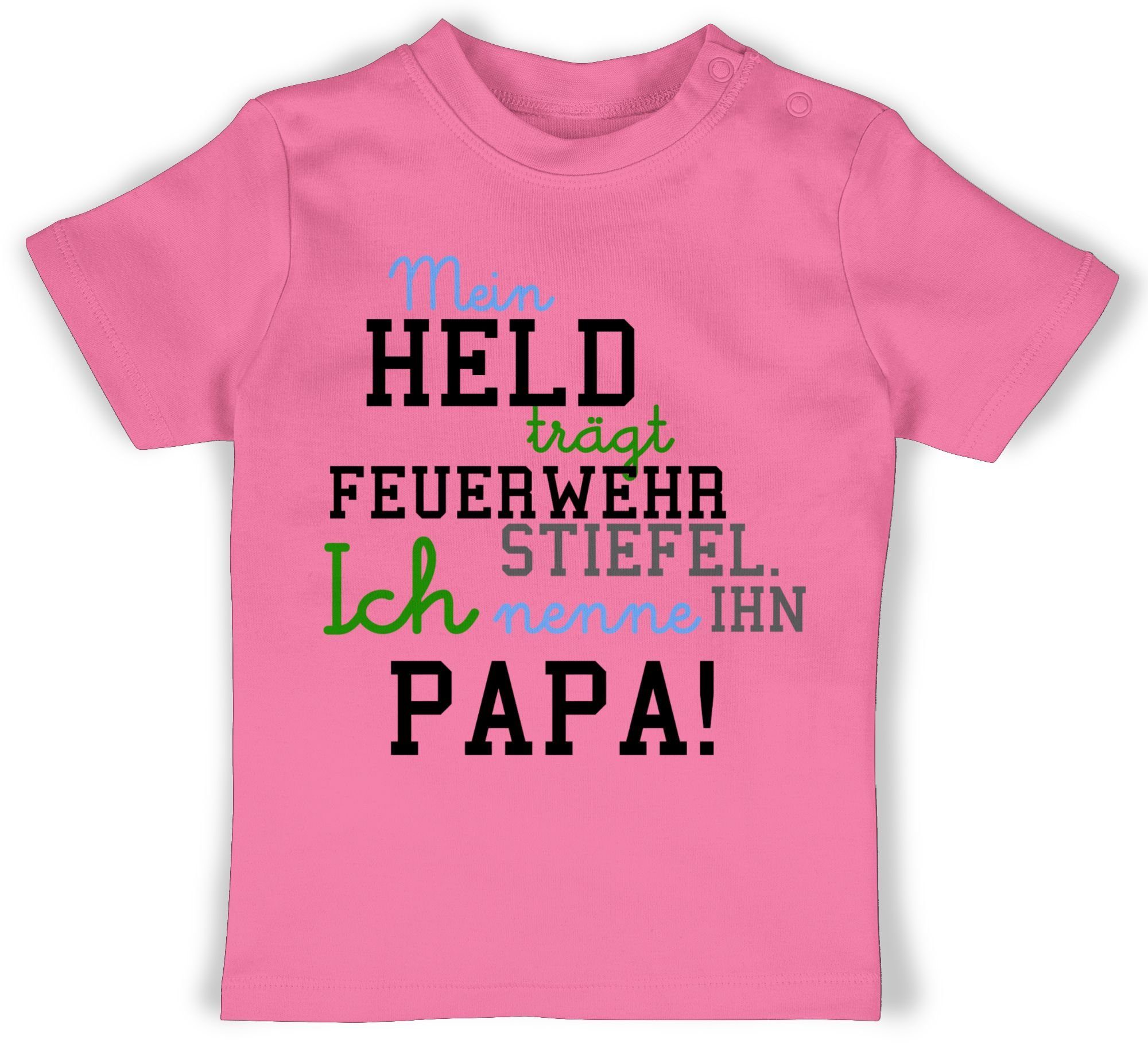Shirtracer T-Shirt Mein Held Papa Feuerwehr Junge Feuerwehr 2 Pink