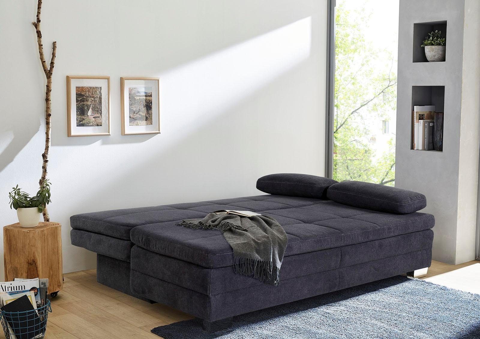 Jockenhöfer Gruppe Schlafsofa Lincoln, B: 203 cm, Liegefl. 160x203 cm, Dauerschläfer, mit Bettfunktion, Bettkasten, Kaltschaumtopper & 2 Zierkissen