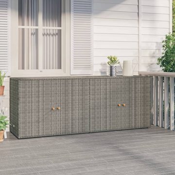 DOTMALL Gartenbox Gartenschrank Grau 198x55,5x80 cm Poly Rattan