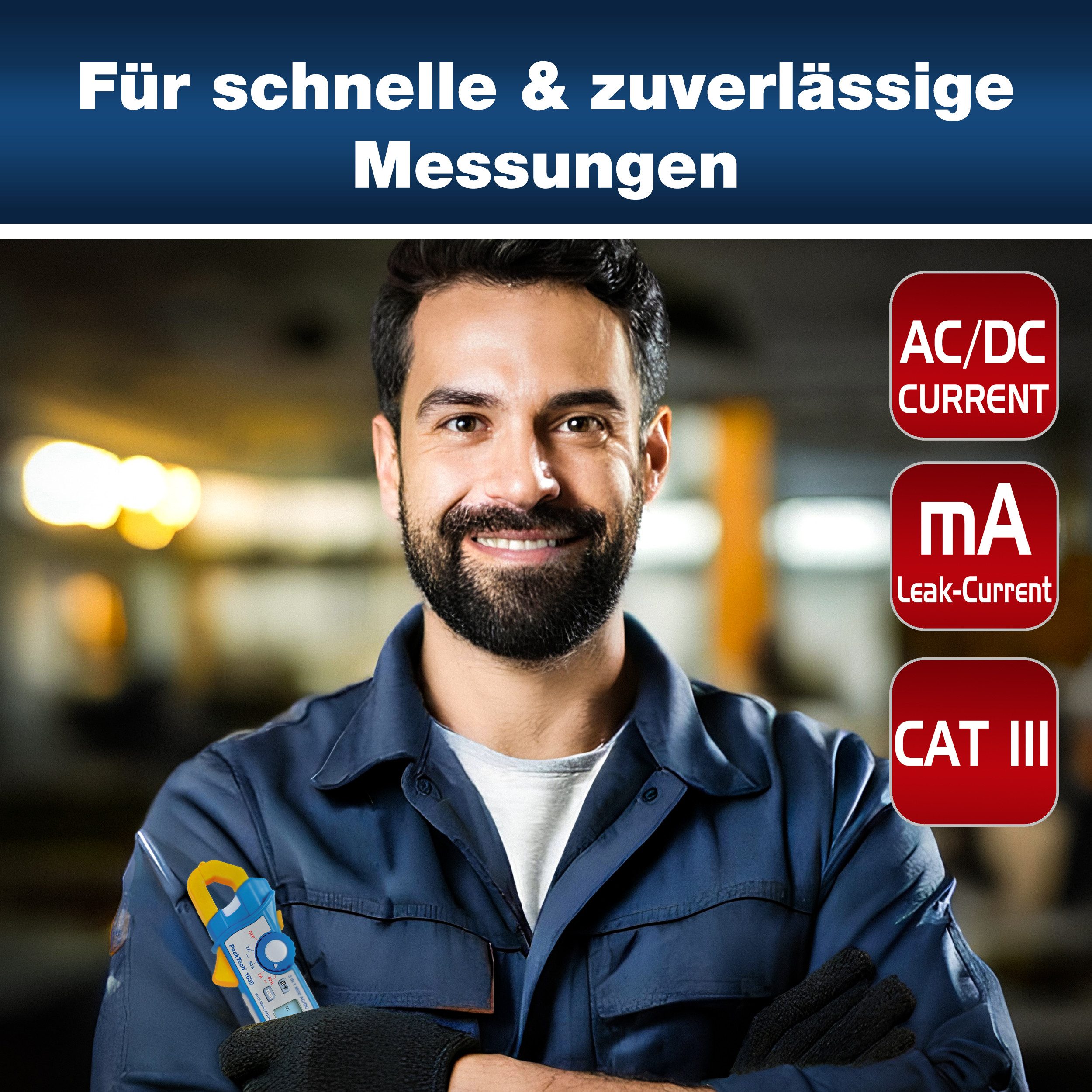 PeakTech Strommessgerät PeakTech 1635: Stromzangenamperemeter / Kriechstromzange ~ AC/DC, 1-tlg.