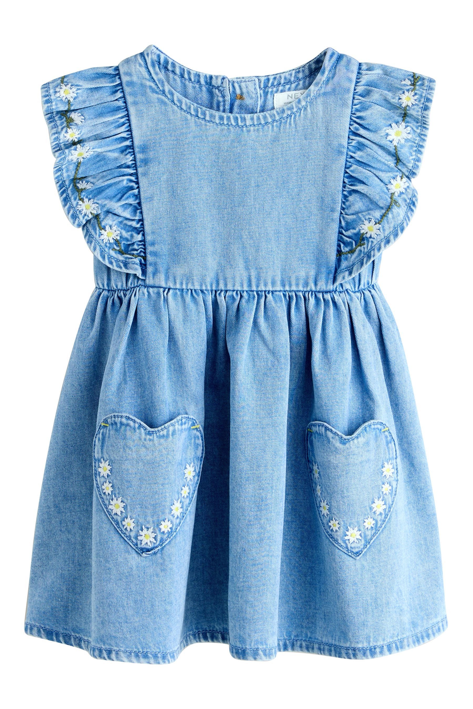 Next Jeanskleid Kleid mit Rüschenärmeln (1-tlg)