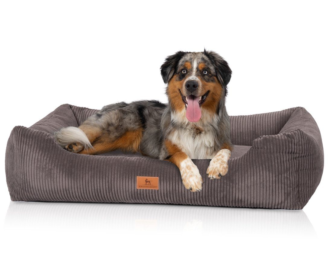 Knuffelwuff Tierbett Hundebett aus Cord Olivia, Schaumstoffflocken