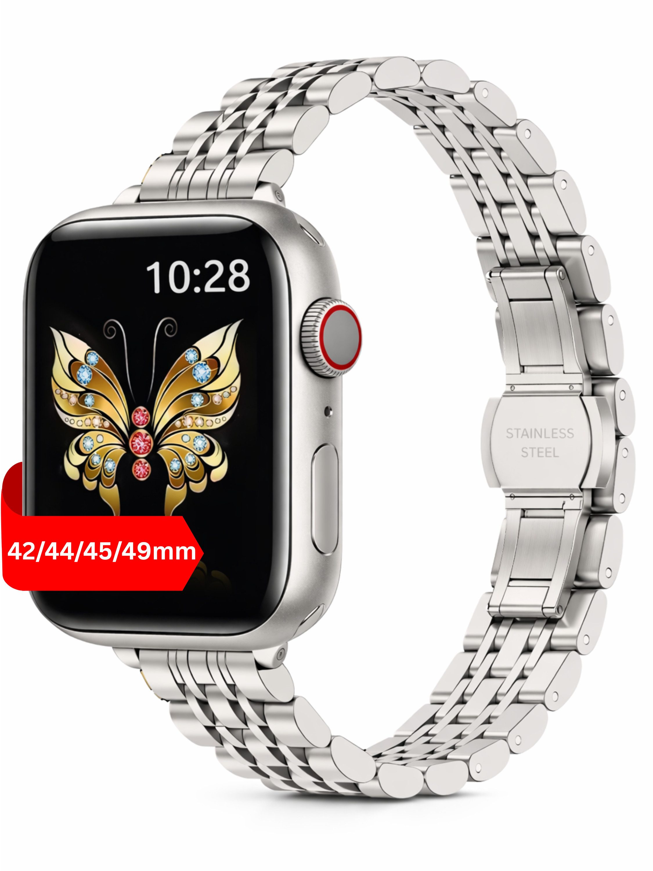 S&T Design Smartwatch-Armband Armband für Apple Watch Edelstahl Ersatzarmband, Kompatibel mit Apple Watch 38 / 40 / 41/ 42 / 44 / 45 / 46 / 49 Metall