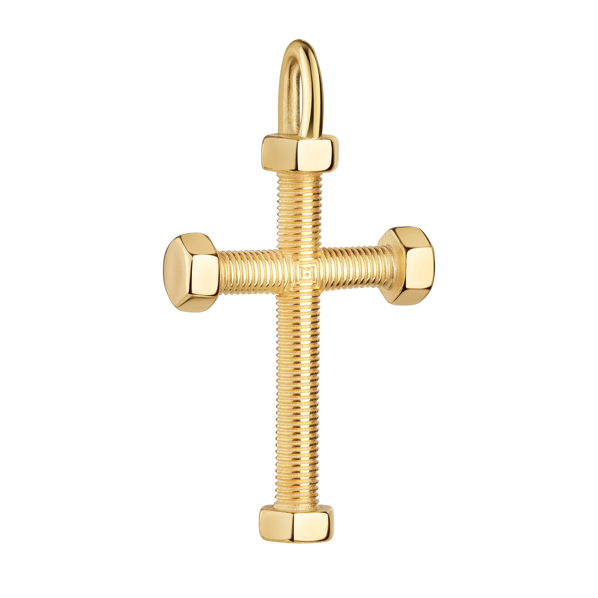 JEVELION Kreuzkette Kreuzanhänger 333 Gold gotische Form- Made in Germany (Goldkreuz, für Damen und Herren), Mit Kette vergoldet- Länge wählbar 36 - 70 cm oder ohne Kette.