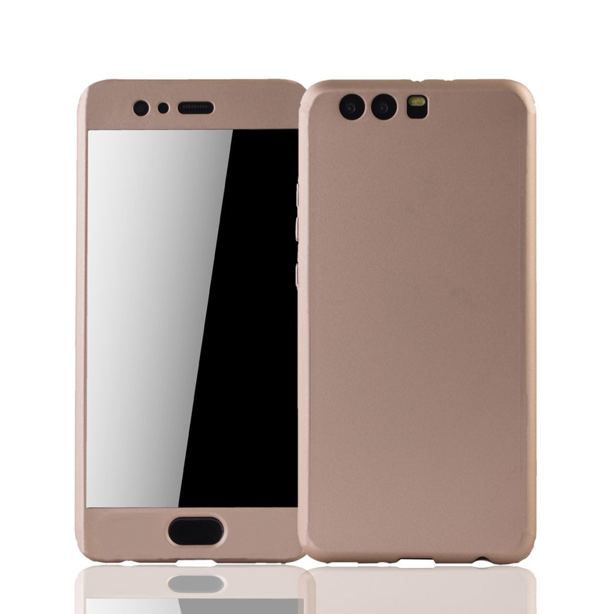 König Design Handyhülle Huawei P10 Plus, Huawei P10 Plus Handyhülle 360 Grad Schutz Full Cover Gold