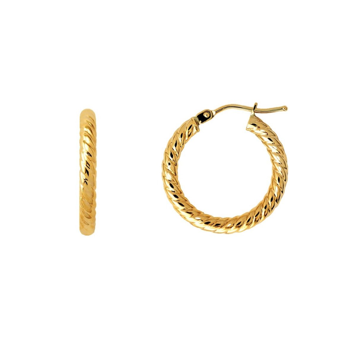 Paar Ohrstecker Creolen Ohrringe Damen Fine 375/- Gelbgold Ø 15 mm XG9K6029G