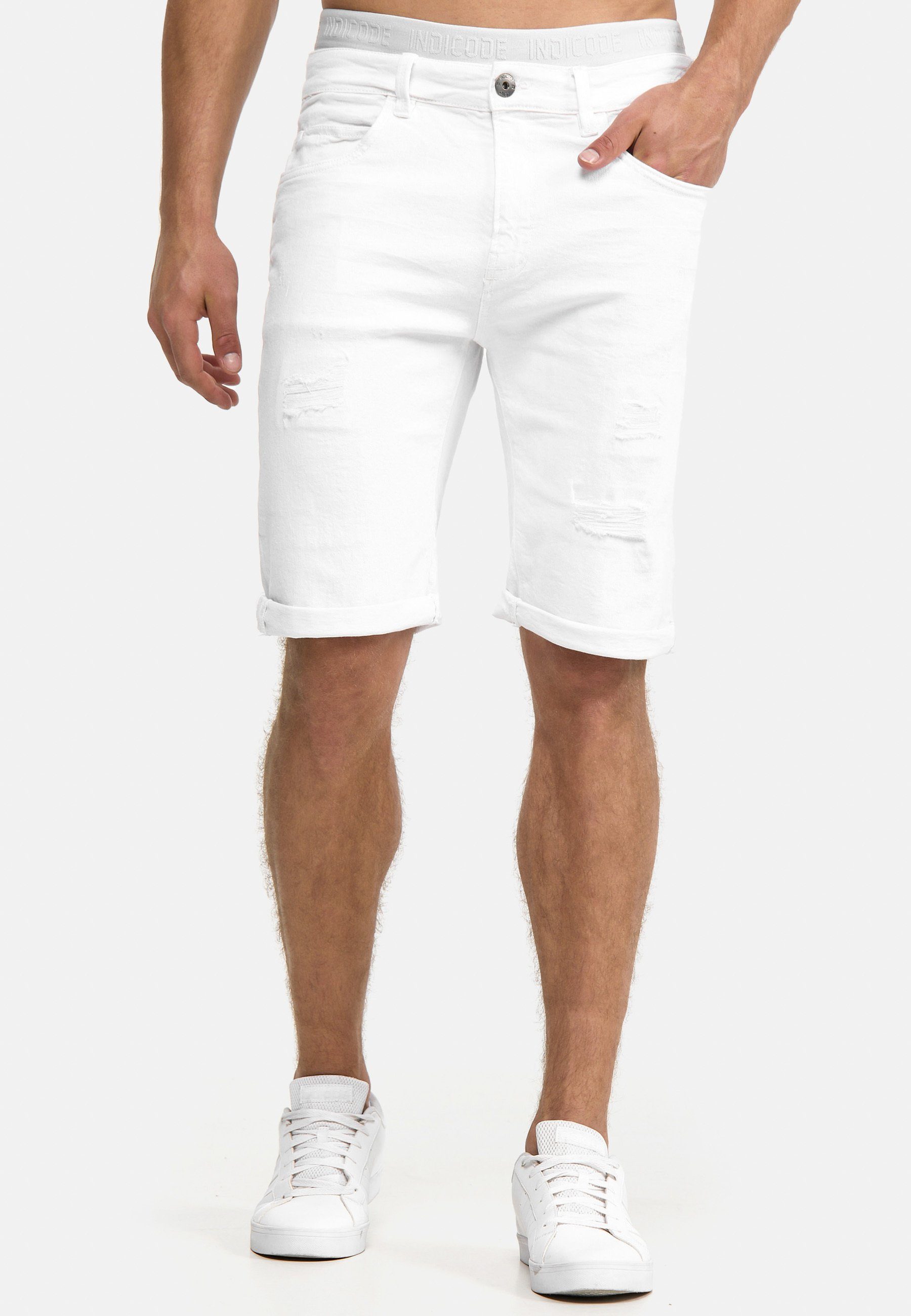 Holes Indicode Jeansshorts Caden - White Off