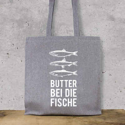 Bow & Hummingbird Beuteltasche Baumwoll-Beutel Butter bei die Fische, aus recycelter Baumwolle