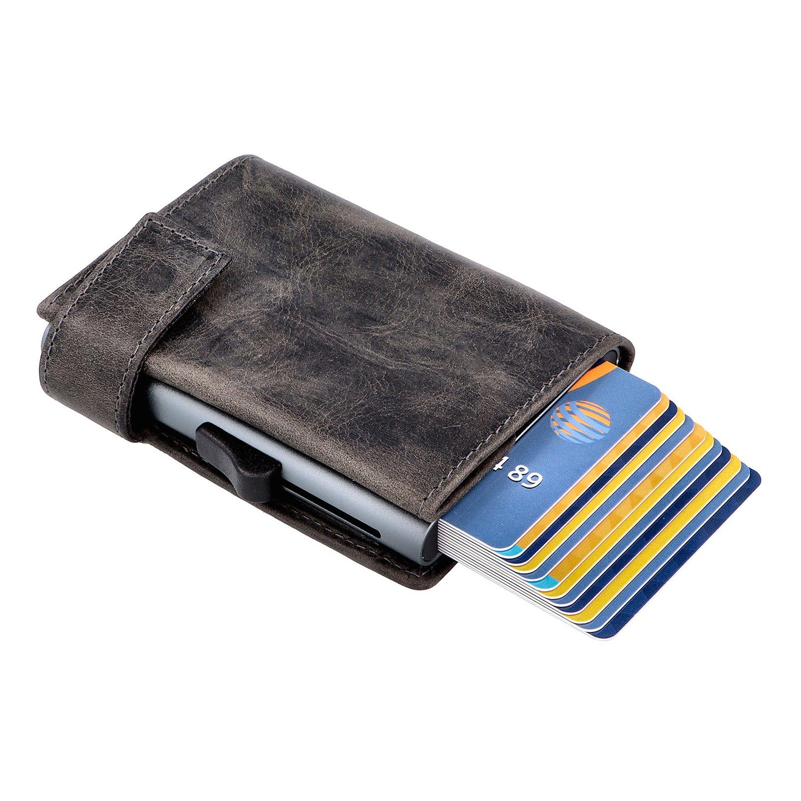 SecWal Geldbörse RFID Leder Kartenetui mit Münzfach Geldbörse Portemonnaie SW1XL, RFID Schutz Hunter Grau